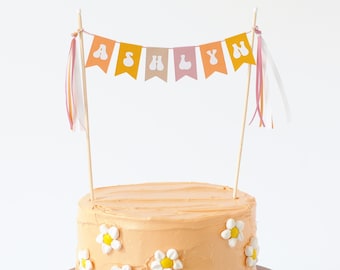 Groovy Retro Birthday Cake Topper | Personalized Cake Banner | 70s Hippie Girls Party Decor