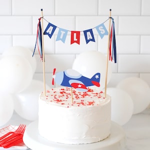 Personalized Airplane Birthday Cake Topper: Time Flies Party Decor image 1