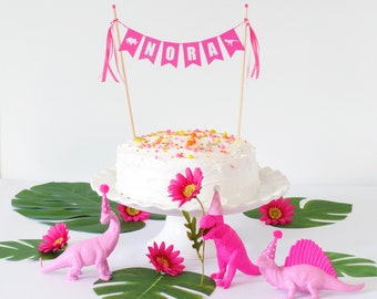 Girl's Dinosaur Birthday Party Cake Topper - Personalized Cake Topper for Pink Dinosaur Party - Girly Dinosaur Party Supplies