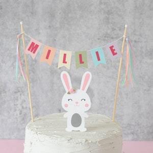 Bunny Cake Topper for Kids Birthday - Bunny Birthday Cake Topper - Somebunny is One Party Theme - Personalized Bunny Cake Topper