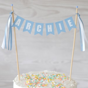 Light Blue Name Cake Topper - Blue Cake Topper for Boys Birthday Party