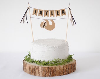 Sloth Birthday Cake Topper with Personalization for Kids Party