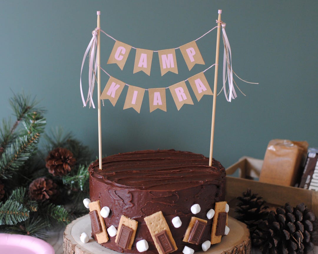 Camp Cake Topper for Girls Birthday| Personalized Name Cake Banner ...