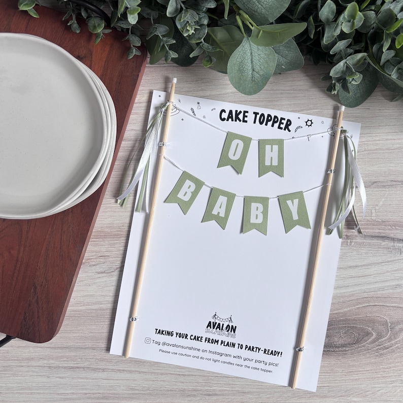 Oh Baby Cake Topper | Baby Shower Cake Banner | Modern Shower Party Decoration image 4