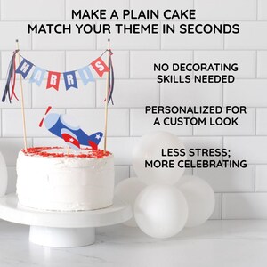 Personalized Airplane Birthday Cake Topper: Time Flies Party Decor image 6