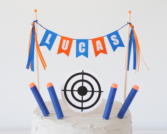 Dart Gun Party Cake Topper Set Dart Wars Birthday Party Etsy