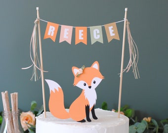 Fox Birthday Cake Topper - Fox Party Theme - Woodland Animals Birthday Party - Forest Friends Birthday Cake