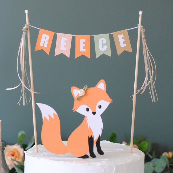 Fox Birthday Cake Topper - Fox Party Theme - Woodland Animals Birthday Party - Forest Friends Birthday Cake