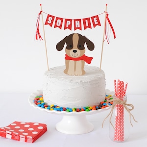 Dog Cake Topper for Kids Birthday - Dog Birthday Cake Topper - Puppy Party Cake Topper - Puppy Pawty Decorations