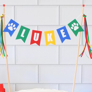 Personalized Paw Print Cake Topper: Puppy Party Decor afbeelding 3