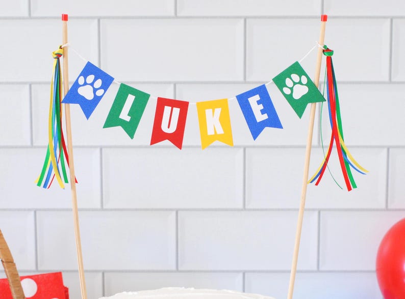 Personalized Paw Print Cake Topper: Puppy Party Decor afbeelding 3