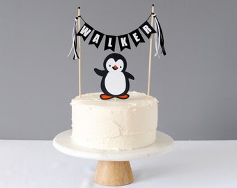 Penguin Birthday Cake Topper - Penguin Party Cake Decoration - Arctic Animals Birthday cake topper - Winter Wonderland Birthday Party