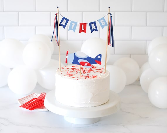 Personalized Airplane Birthday Cake Topper: Time Flies Party Decor
