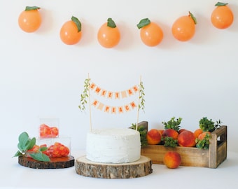 Sweet as a Peach Cake Topper | First Birthday Decor | Cake Banner | Peach Theme Party For One Year Old