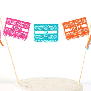 Fiesta Birthday Party Cake Topper - Mexican Theme Party - Papel Picado Cake Topper - Taco Bout A Party - Mexican Party Decor - Fiesta Party