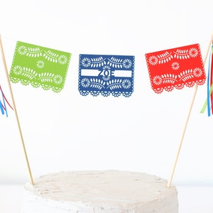 Personalized Fiesta Cake Topper: Papel Picado Cake Banner, Mexican Birthday