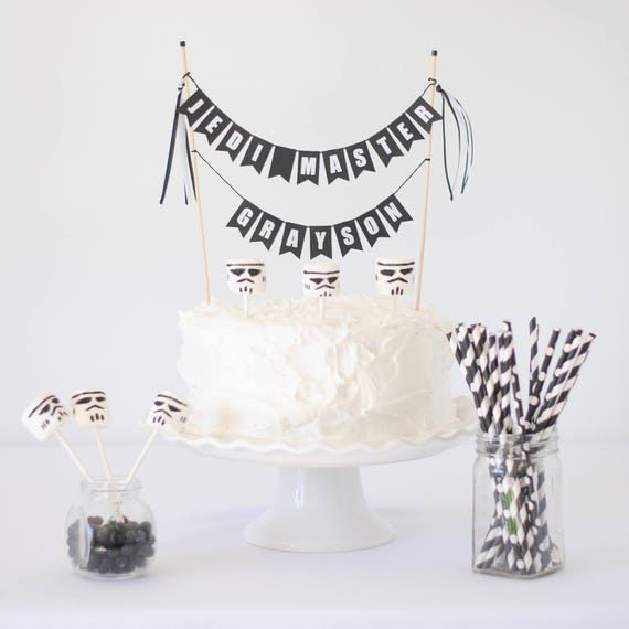 Star Wars Birthday Cake Topper Personalized Jedi Master Cake Etsy