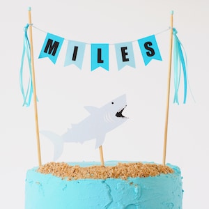 Shark Birthday Cake Topper - Shark Birthday Cake Decoration - Personalized Shark Party Decor - Shark Party Supplies