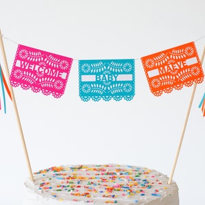 Fiesta Baby Shower Cake Topper Mexican Baby Shower Baby Shower Fiesta Mexican Fiesta Decorations Baby Shower Papel Picado image 1