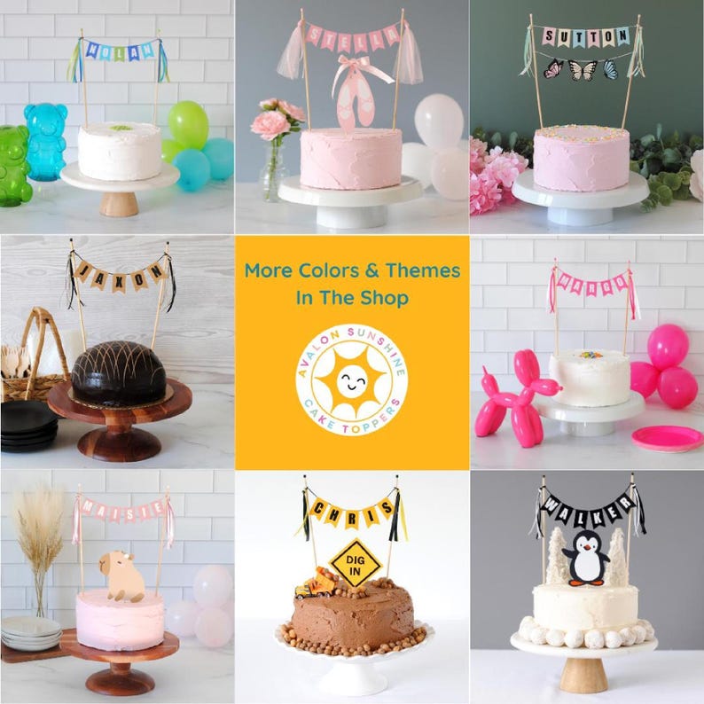 Cake Topper Collage: More colors and themes in the Avalon Sunshine Shop