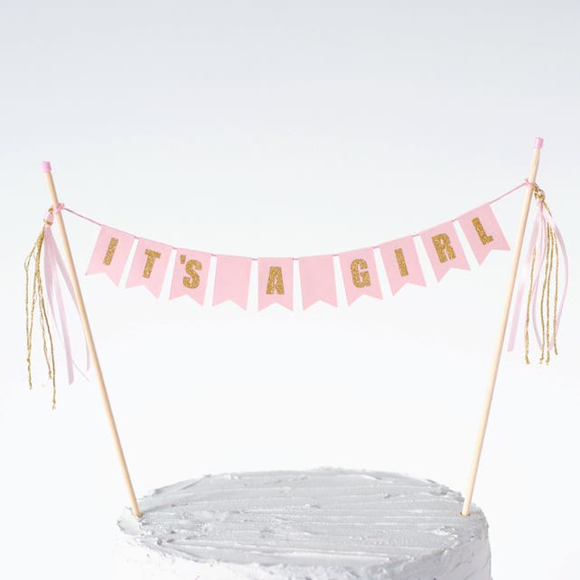 It S A Girl Cake Topper Pink And Gold Girl Baby Shower Decorations