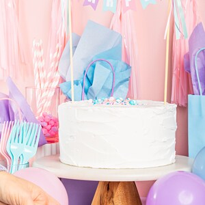 Pastel Birthday Cake Topper | Personalized Name Cake Banner | Pink Purple Aqua Decor | For Girls Birthday Party afbeelding 2