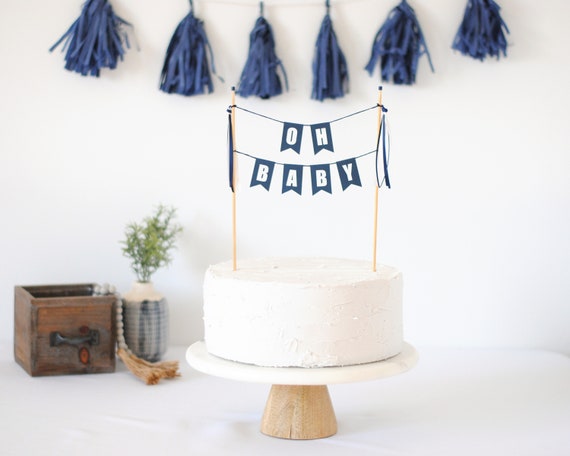 Oh Baby Cake Topper | Baby Shower Cake Banner | Modern Shower Party Decoration
