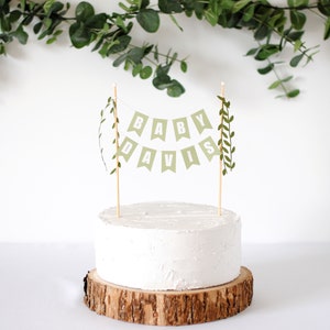 Greenery Baby Shower Cake Topper - Gender Neutral Baby Shower Cake Topper - Botanical Baby Shower Cake Banner - Baby Name Cake Topper