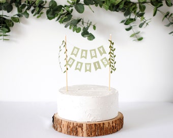 Greenery Baby Shower Cake Topper - Gender Neutral Baby Shower Cake Topper - Botanical Baby Shower Cake Banner - Baby Name Cake Topper