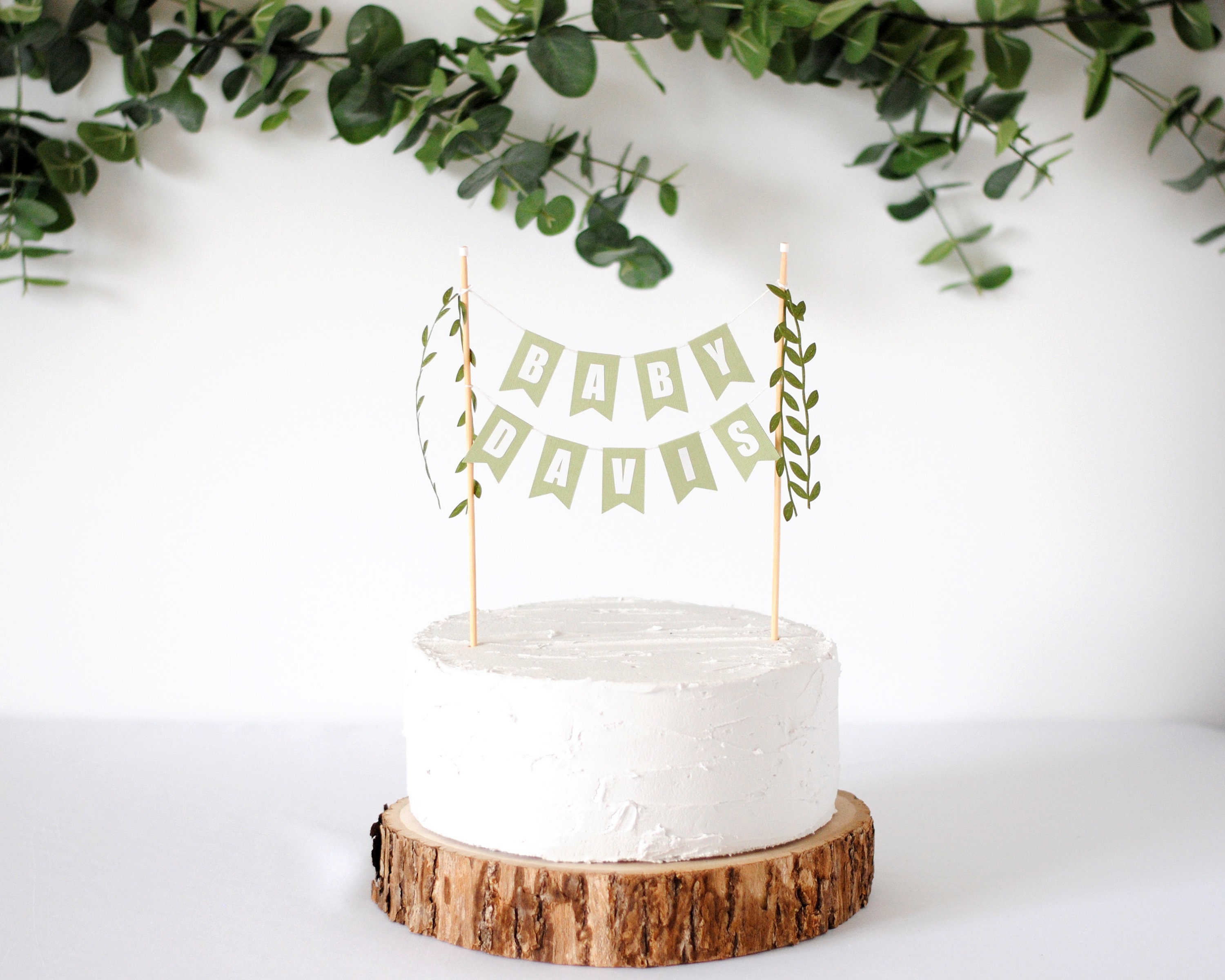 Greenery Baby Shower Cake Topper - Gender Neutral Baby Shower Cake To…