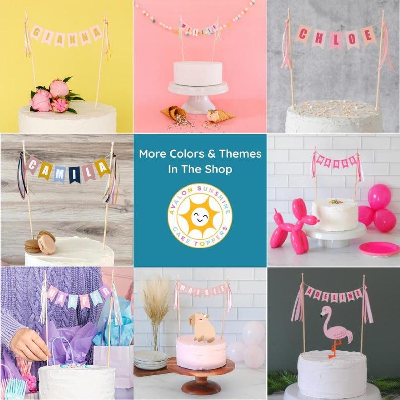 Cake Topper Collage: More colors and themes in the Avalon Sunshine Shop