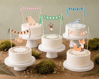 Animal Cake Topper | Personalized Birthday Cake Topper | Custom Name Party Decor For Kids Birthday