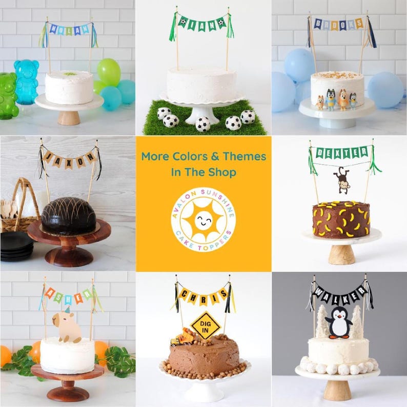 Cake Topper Collage: More colors and themes in the Avalon Sunshine Shop
