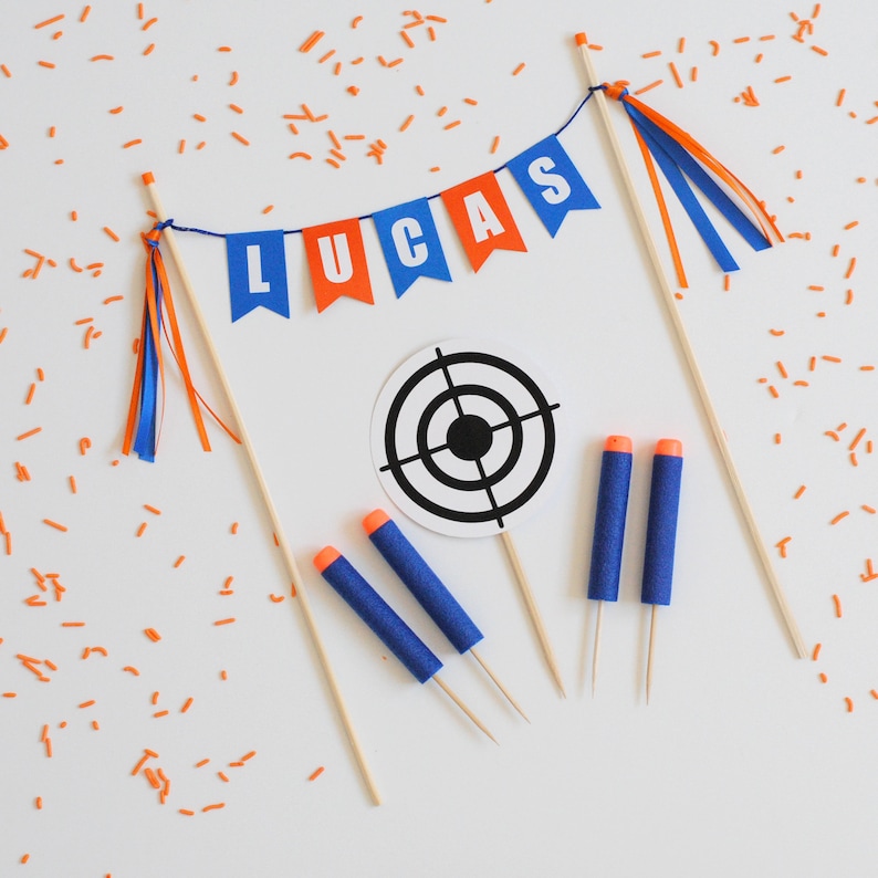 Dart Gun Party Cake Topper Set Dart Wars Birthday Party - Etsy