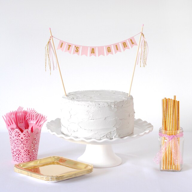 It S A Girl Cake Topper Pink And Gold Girl Baby Shower Decorations It S A Girl Cake Topper Pink And Gold Girl Baby Shower Decorations