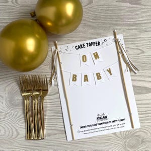 Oh Baby Cake Topper | Baby Shower Cake Banner | Modern Shower Party Decoration image 3