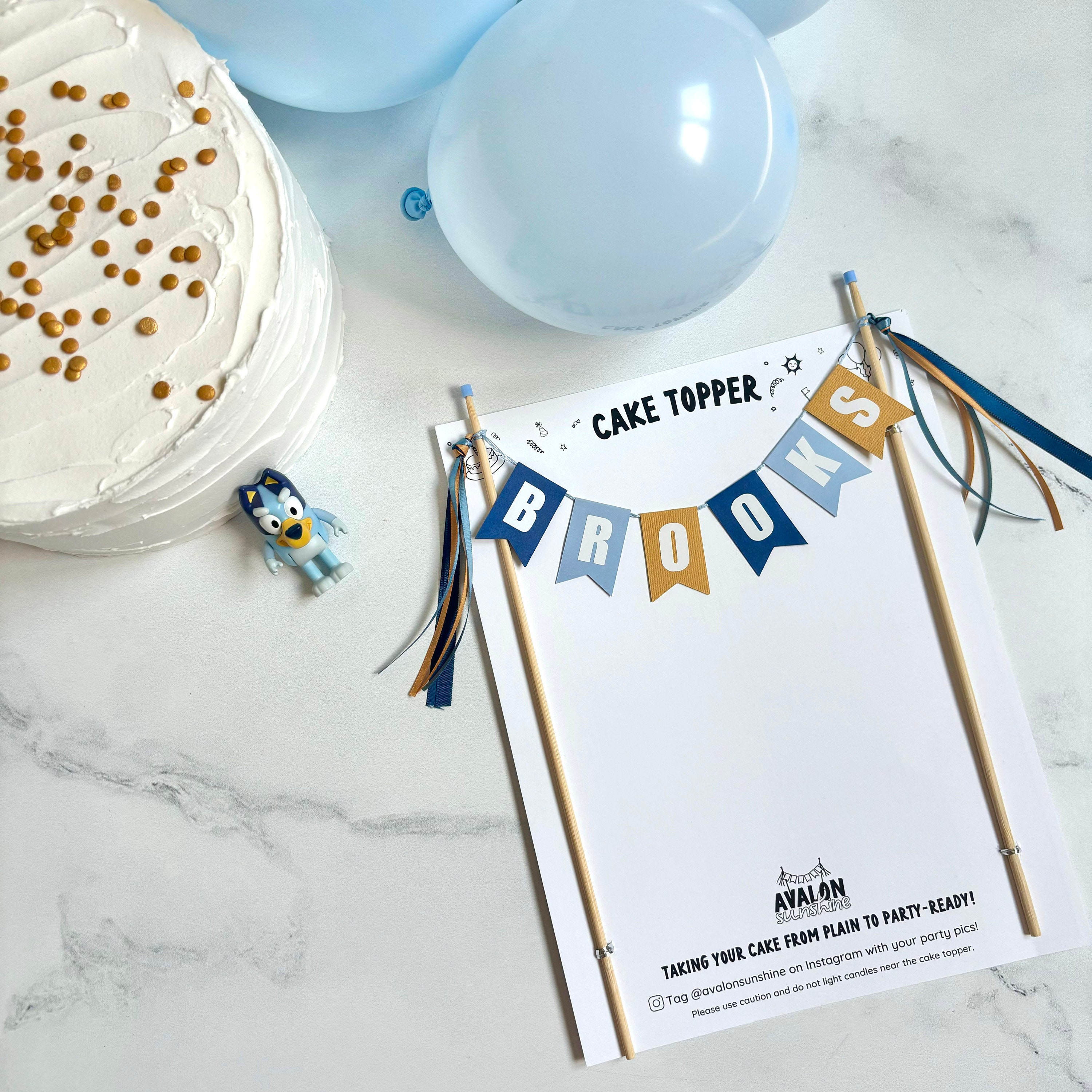 Blue Dog Cartoon Colors - Personalized Birthday Cake Topper for Kids