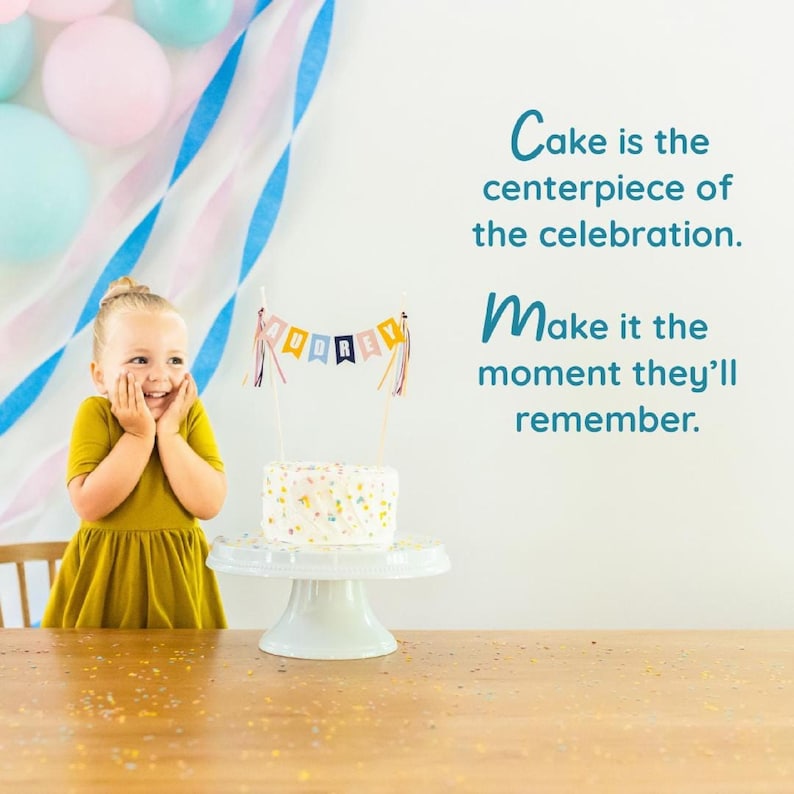 Pastel Birthday Cake Topper | Personalized Name Cake Banner | Pink Purple Aqua Decor | For Girls Birthday Party afbeelding 8
