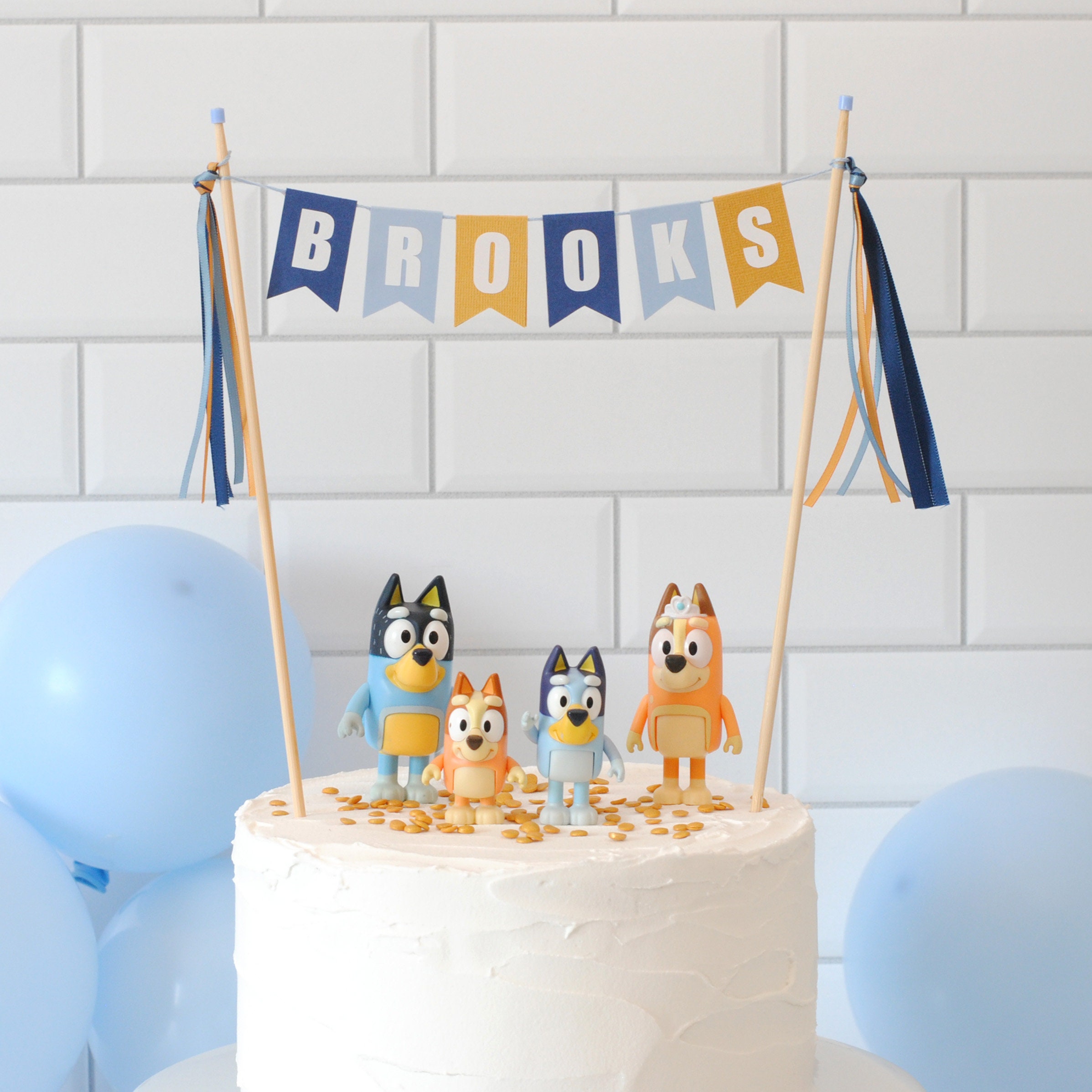 Blue Dog Cartoon Colors - Personalized Birthday Cake Topper for Kids