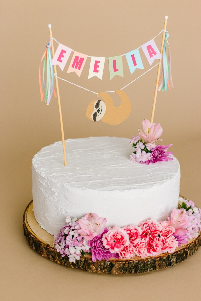 Sloth Cake Topper for Girls Birthday Rainbow Sloth Party