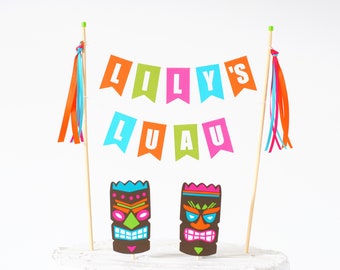 Hawaiian Birthday Cake Topper - Luau Birthday Cake Decoration - Aloha Party Decoration - Tropical Party Cake Topper - Tiki Cake Topper