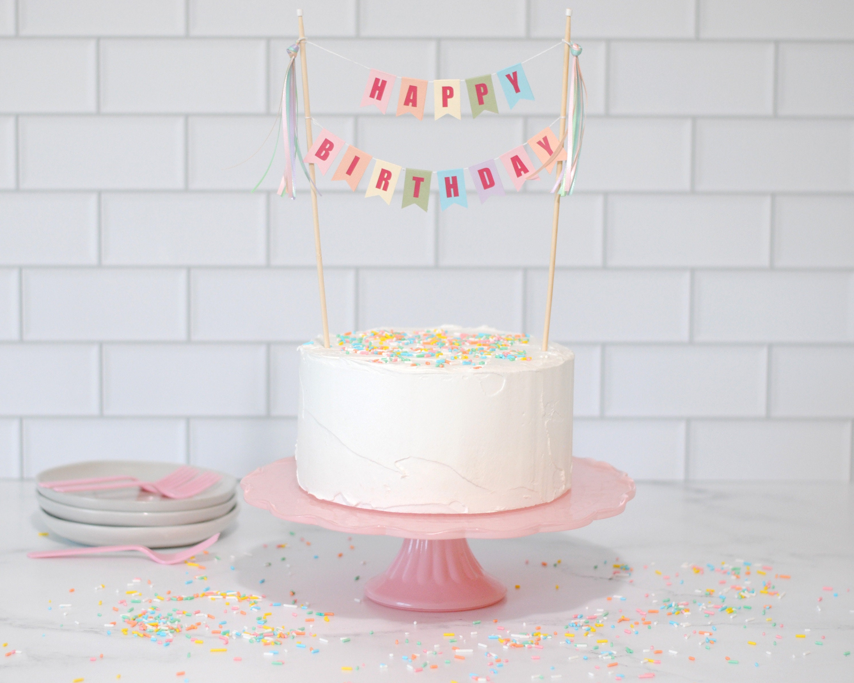 Pastell-Regenbogen Geburtstagsdeko Für Mädchen – Mit Luftballons, Banner & Kuchen-Topper – Für 1., 2., 5. Geburtstagsparty