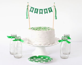 Green Name Cake Topper | Personalized Birthday Cake Topper | Custom Party Decor For Kids Birthday