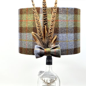 Harris Tweed Lampshade with Pheasant Feathers MacLeod Unique Design Vintage Harris Tweed Excellent Wedding Present or Housewarming gift image 1