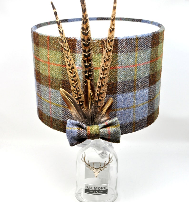 Harris Tweed Lampshade with Pheasant Feathers MacLeod Unique Design Vintage Harris Tweed Excellent Wedding Present or Housewarming gift image 7