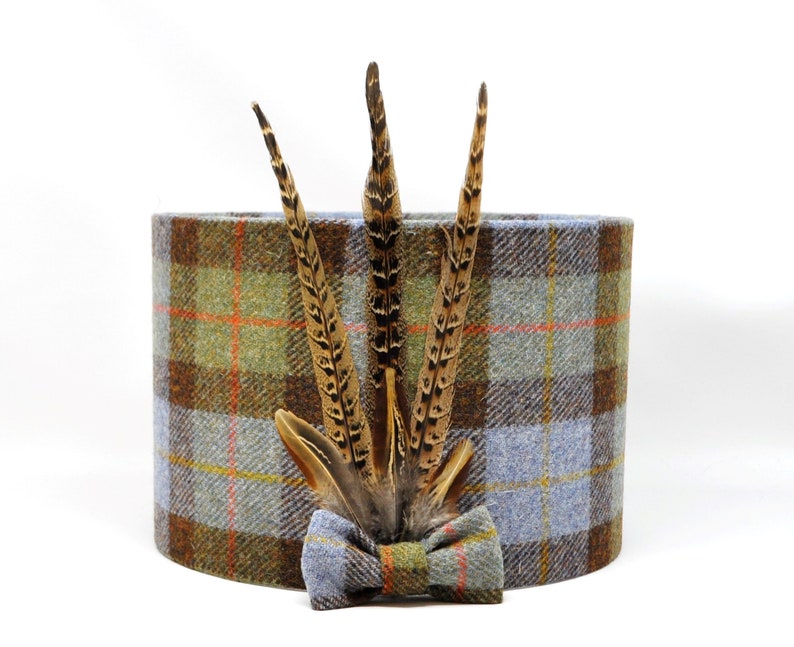 Harris Tweed Lampshade with Pheasant Feathers MacLeod Unique Design Vintage Harris Tweed Excellent Wedding Present or Housewarming gift image 8