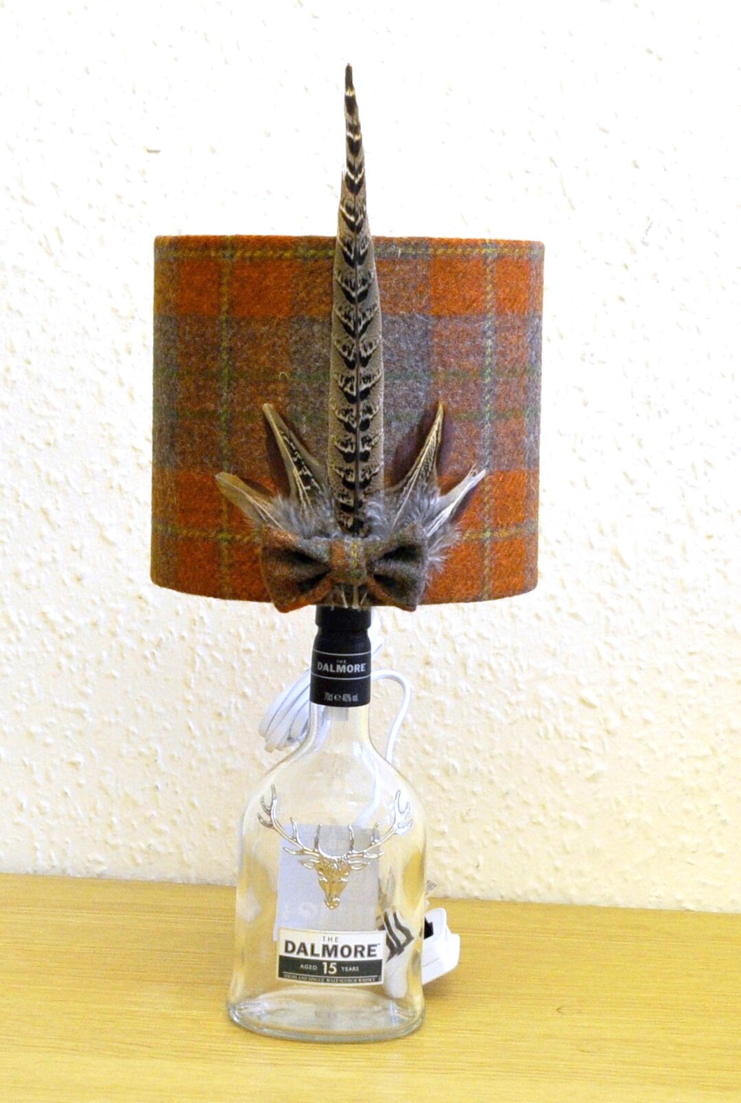 Harris Tweed Lamp and Shade With Pheasant Feathers Unique Etsy UK