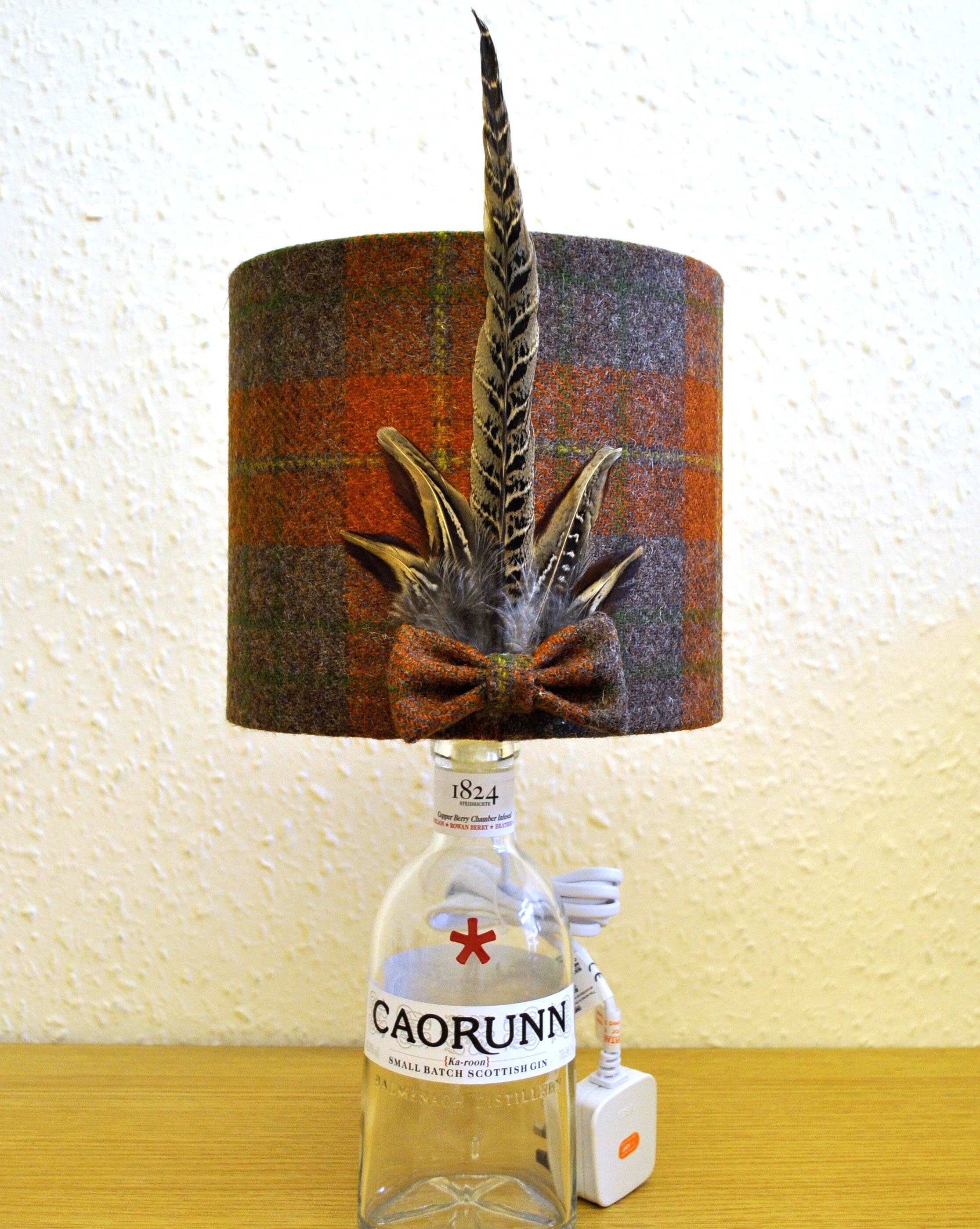 Harris Tweed Lamp and Shade With Pheasant Feathers Unique Etsy UK