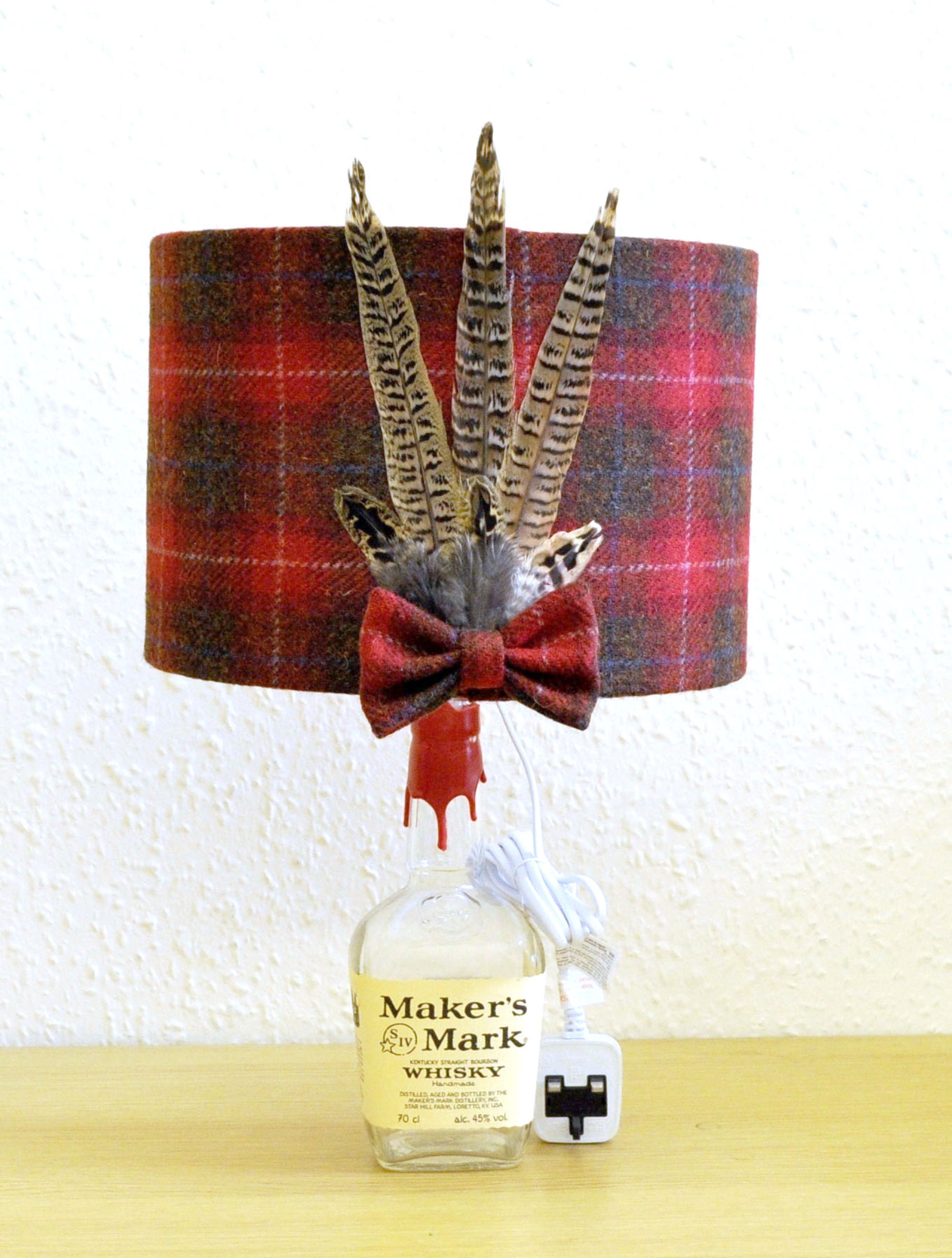 Harris Tweed Lamp and Shade With Pheasant Feathers Unique Etsy UK