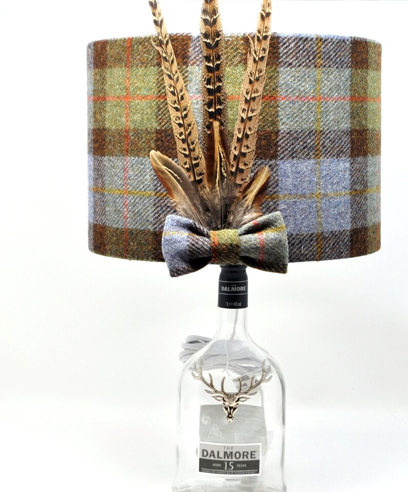 Harris Tweed Lampshade with Pheasant Feathers MacLeod Unique Design Vintage Harris Tweed Excellent Wedding Present or Housewarming gift image 9